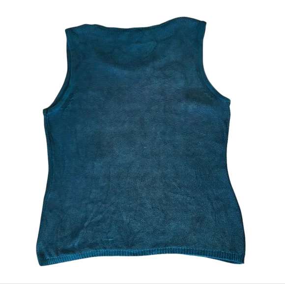 Chicos Teal Blue Sleeveless Knit Scoop Neck Sweater Tank Chicos size 1 (8/10-M) - Picture 2 of 3